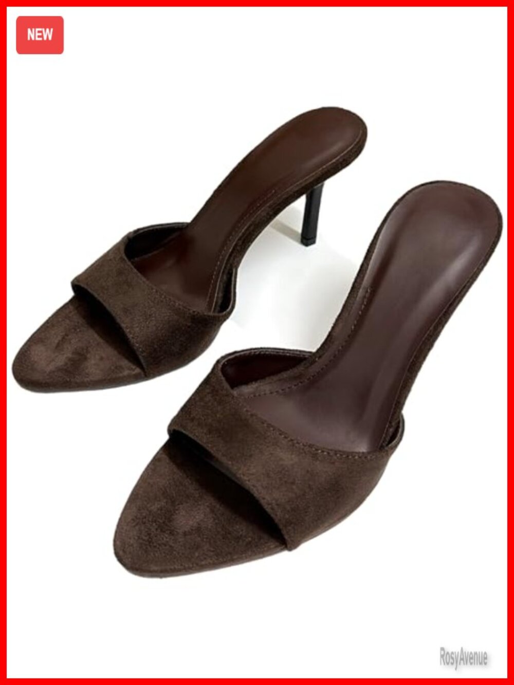 Suede Pointed Toe Stiletto High Heel Mules Sandals Slip-On Kitten Heel Slide